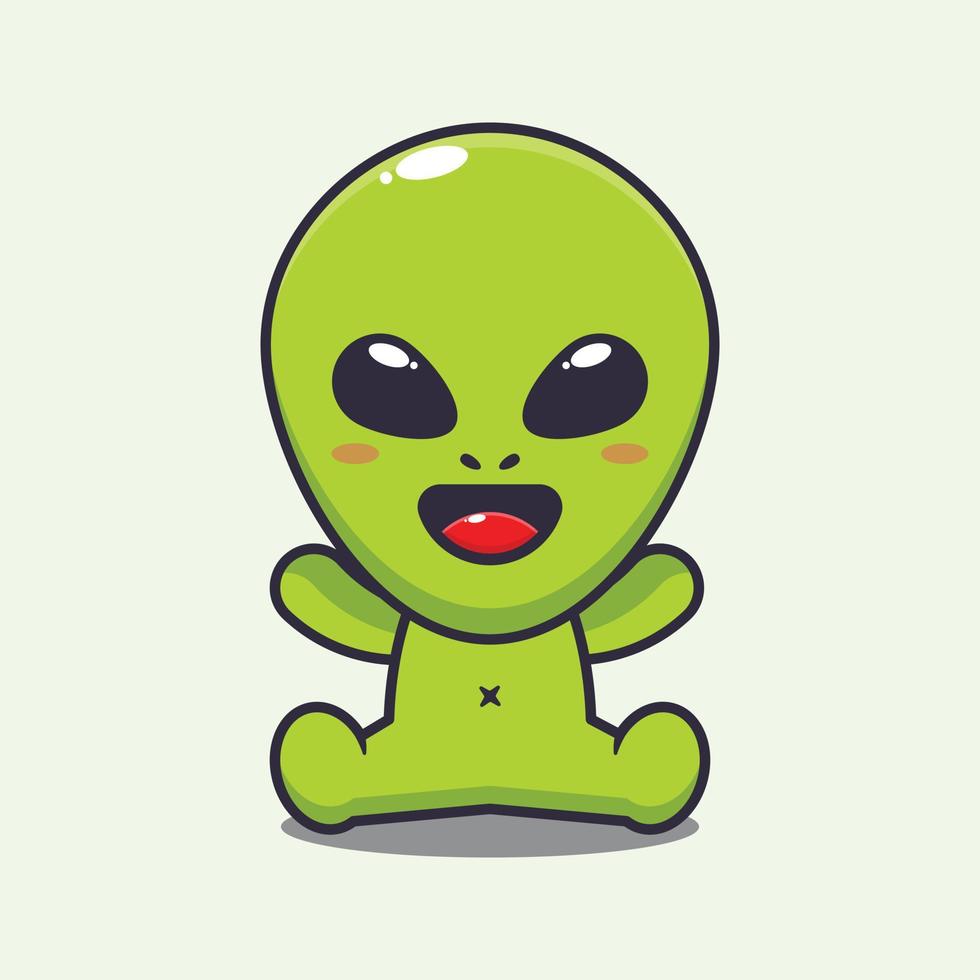 Cute alien cartoon vector illustration.