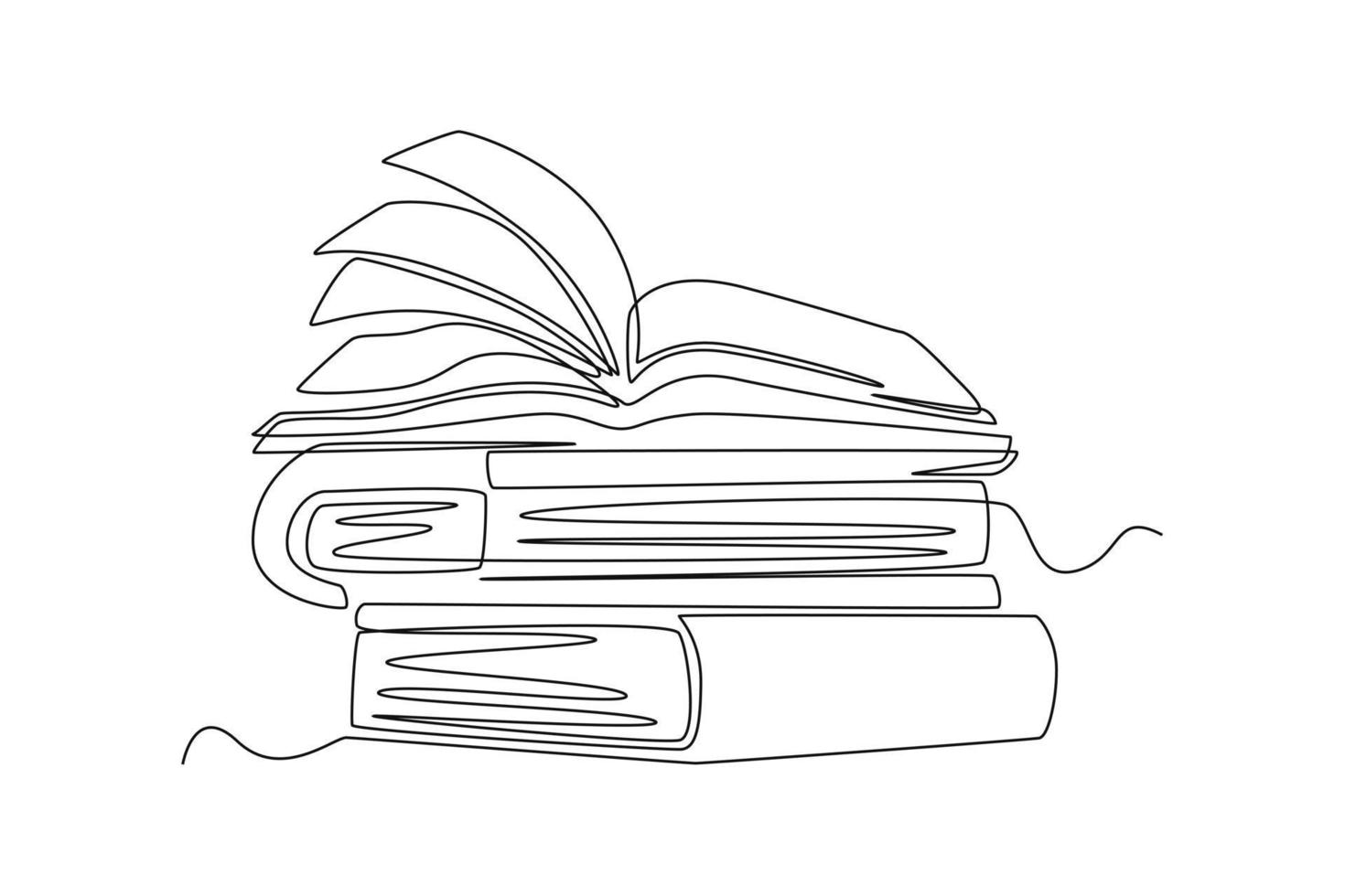 Single one line drawing Stack of books.  World book day concept. Continuous line draw design graphic vector illustration.