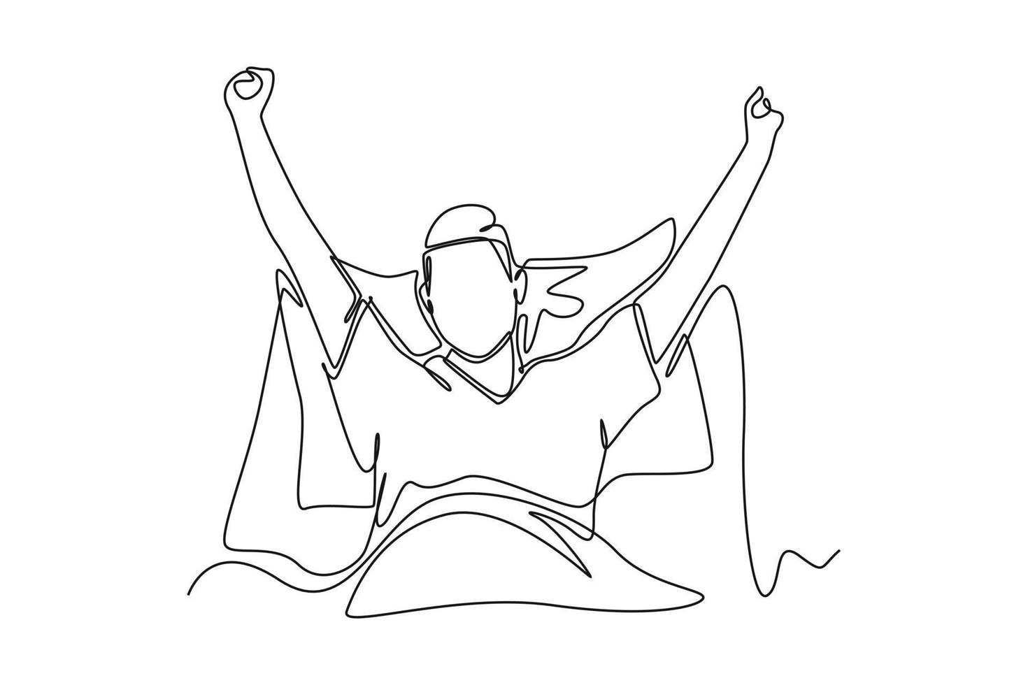 Single one line drawing happy man has recovered from illness. World health day concept. Continuous line draw design graphic vector illustration.