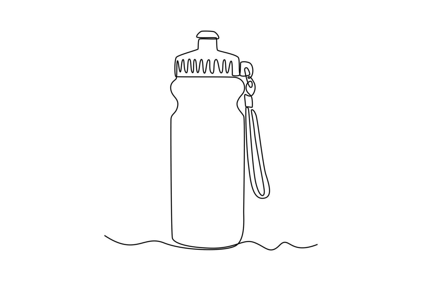 Continuous one line drawing water bottle. Fitness equipment concept. Single line draw design vector graphic illustration.