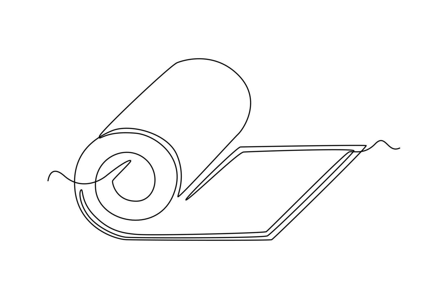 Continuous one line drawing mattress. Fitness equipment concept. Single line draw design vector graphic illustration.