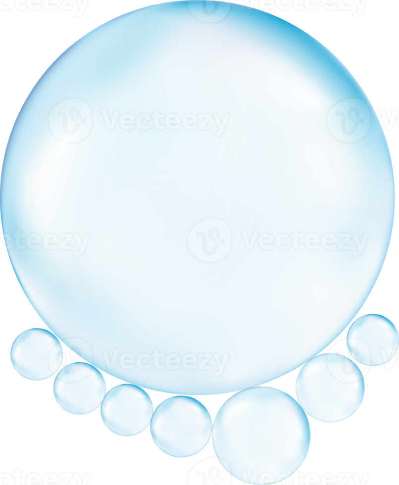 Realistic transparent  3d bubbles underwater . Soap bubbles illustration png