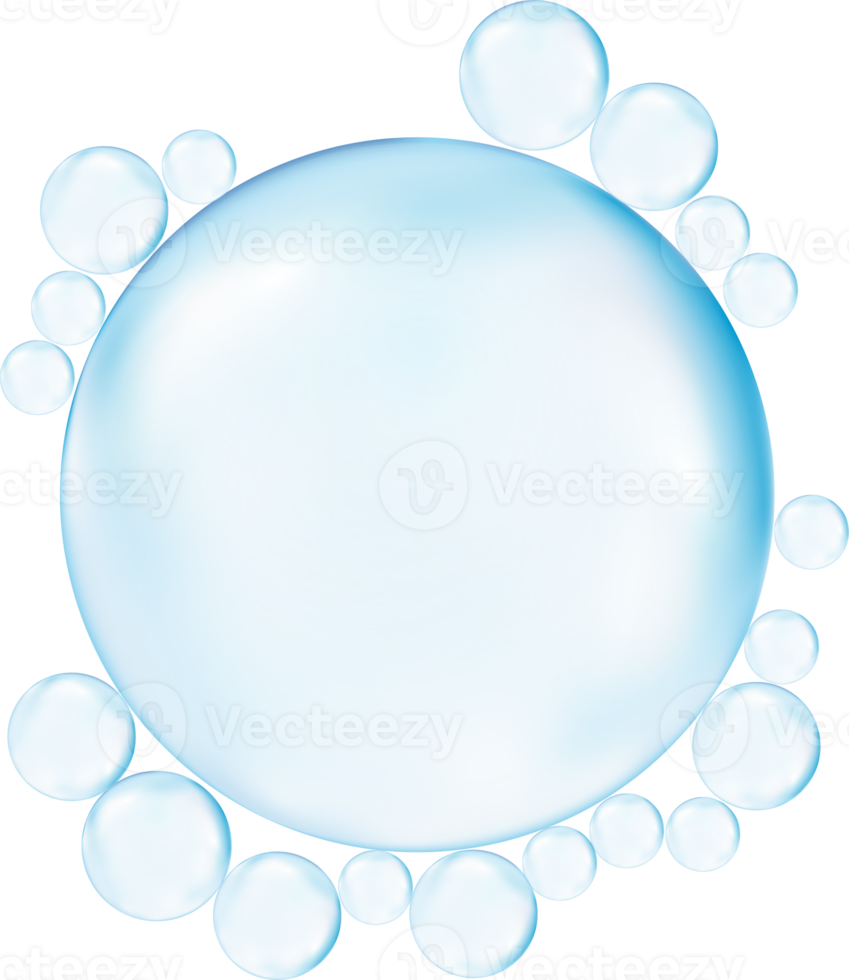 Realistic transparent  3d bubbles underwater . Soap bubbles illustration png
