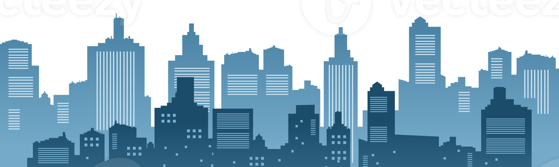 Blue Silhouette Cityscape PNG. png