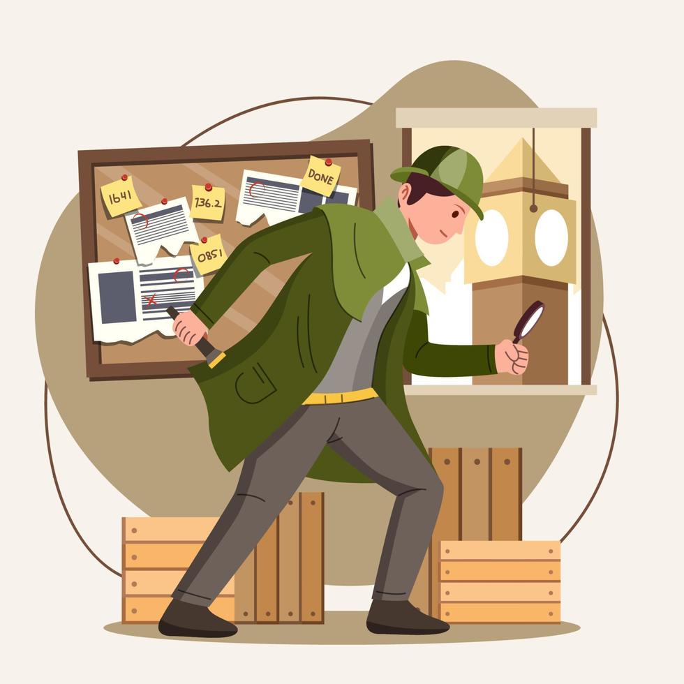 The Detective Is Looking For Traces vector