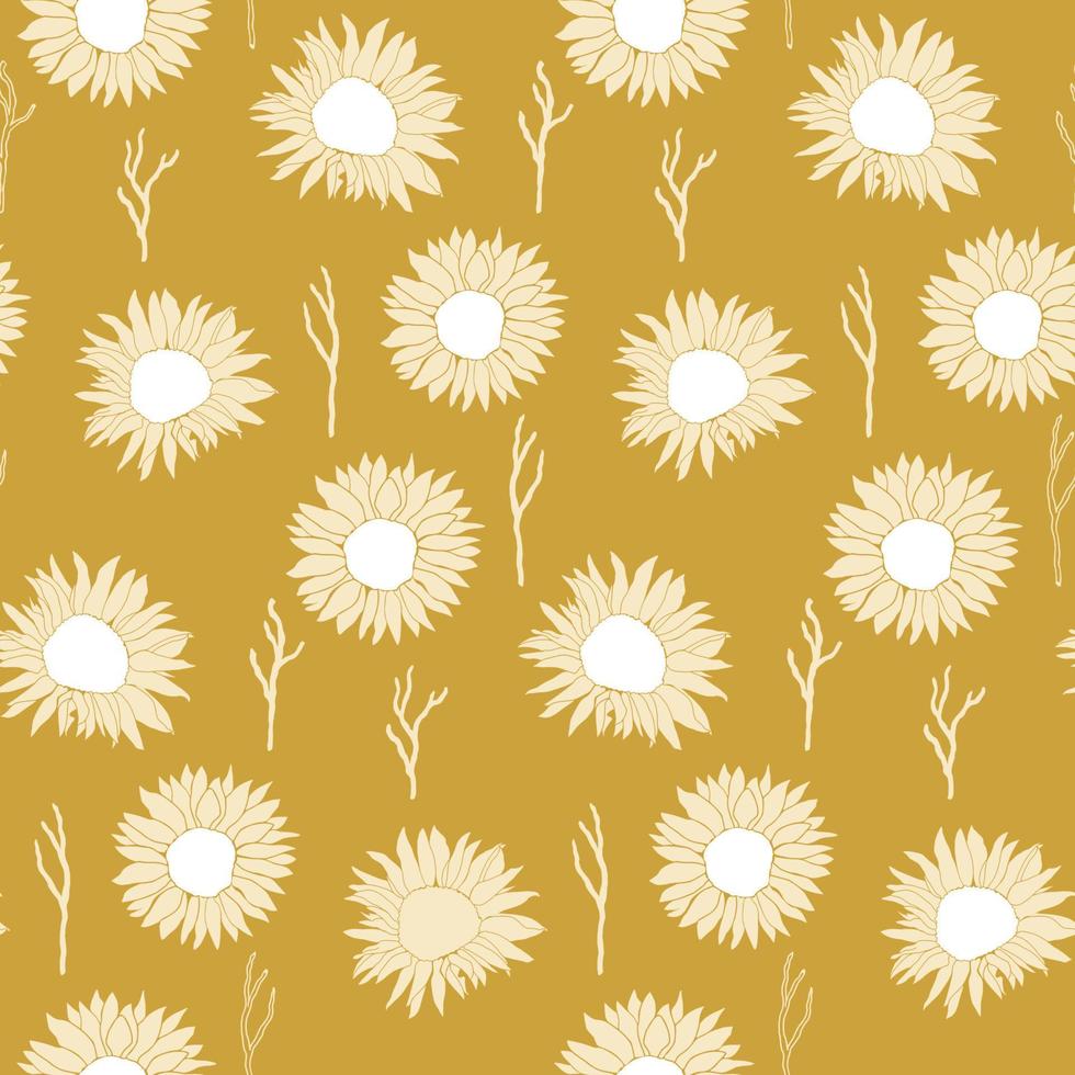 Seamless pattern sunflower flower head vector