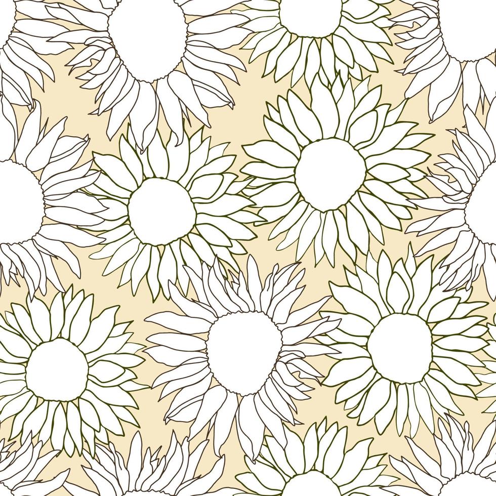 Seamless pattern sunflower head flower vector