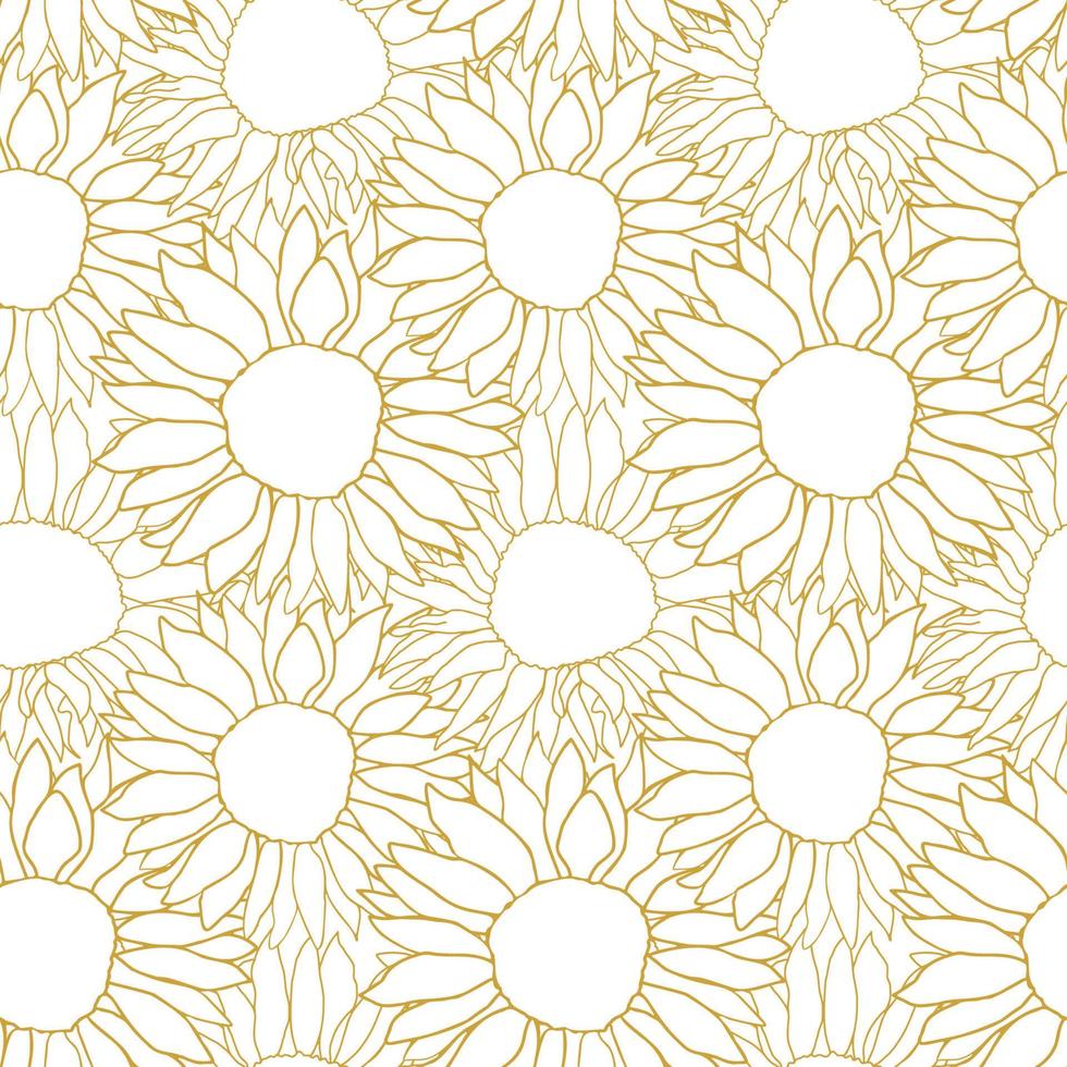 Seamless pattern summer sunflower fild vector