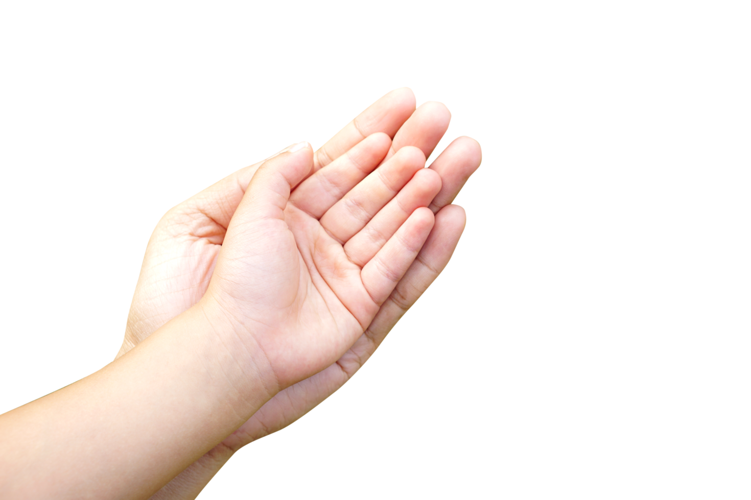 child's hand rests on the mother's hand. png