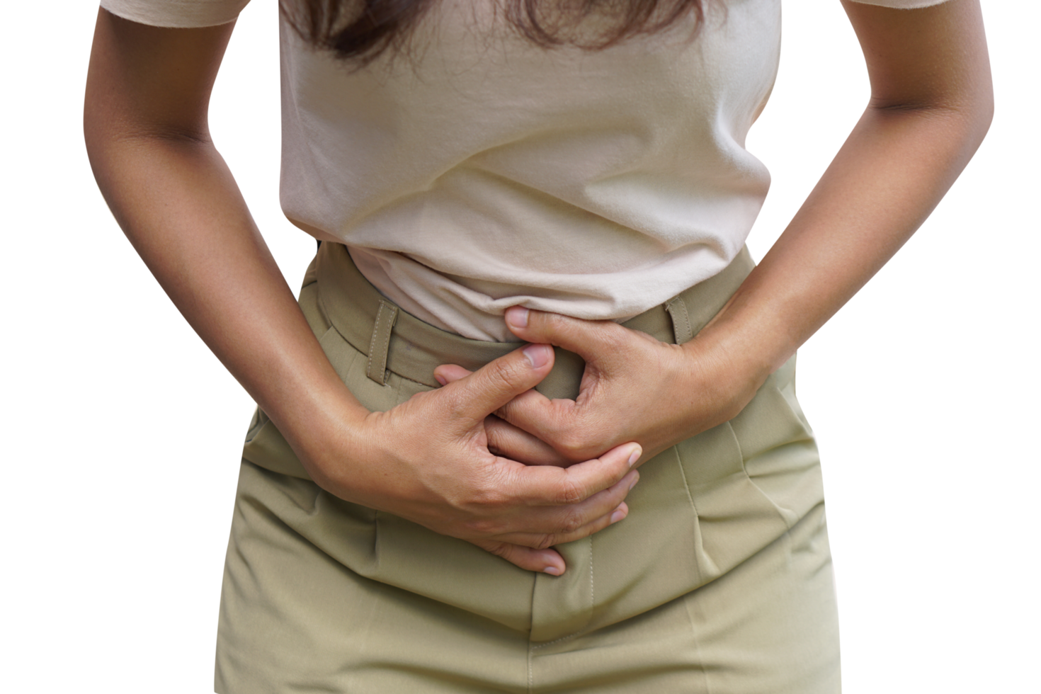 Asian woman having stomachache, menstrual pain png