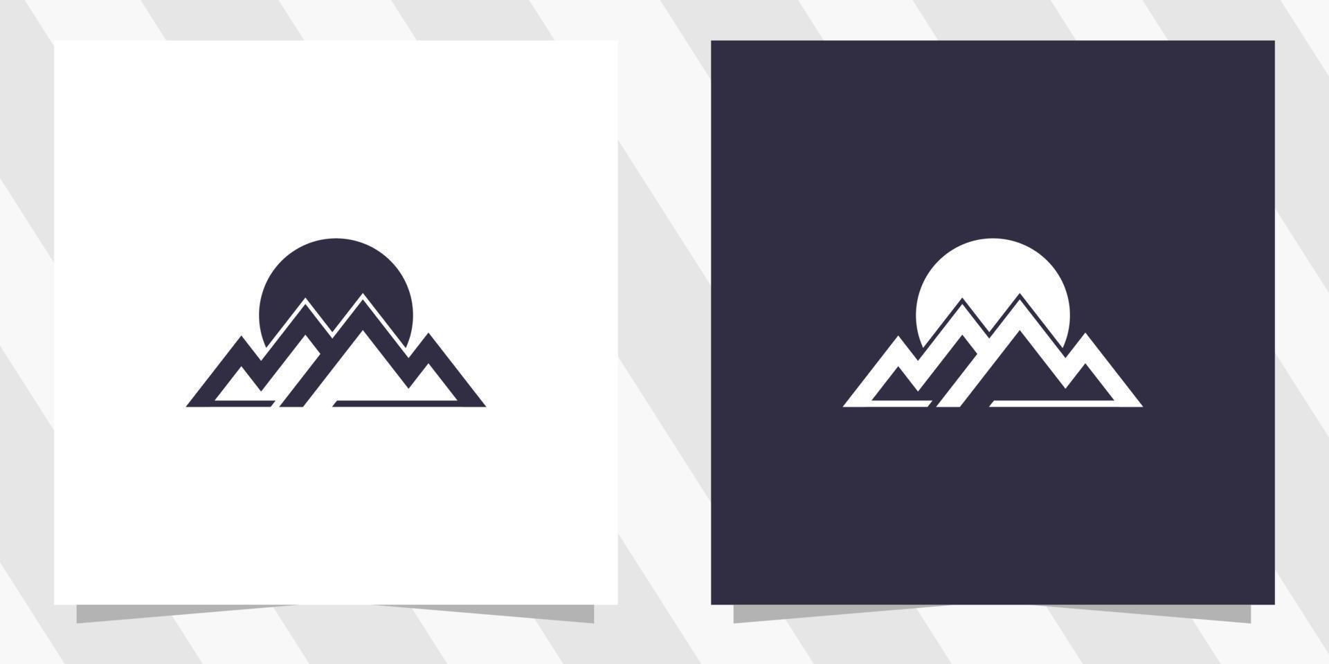 sunset mountain logo design vector