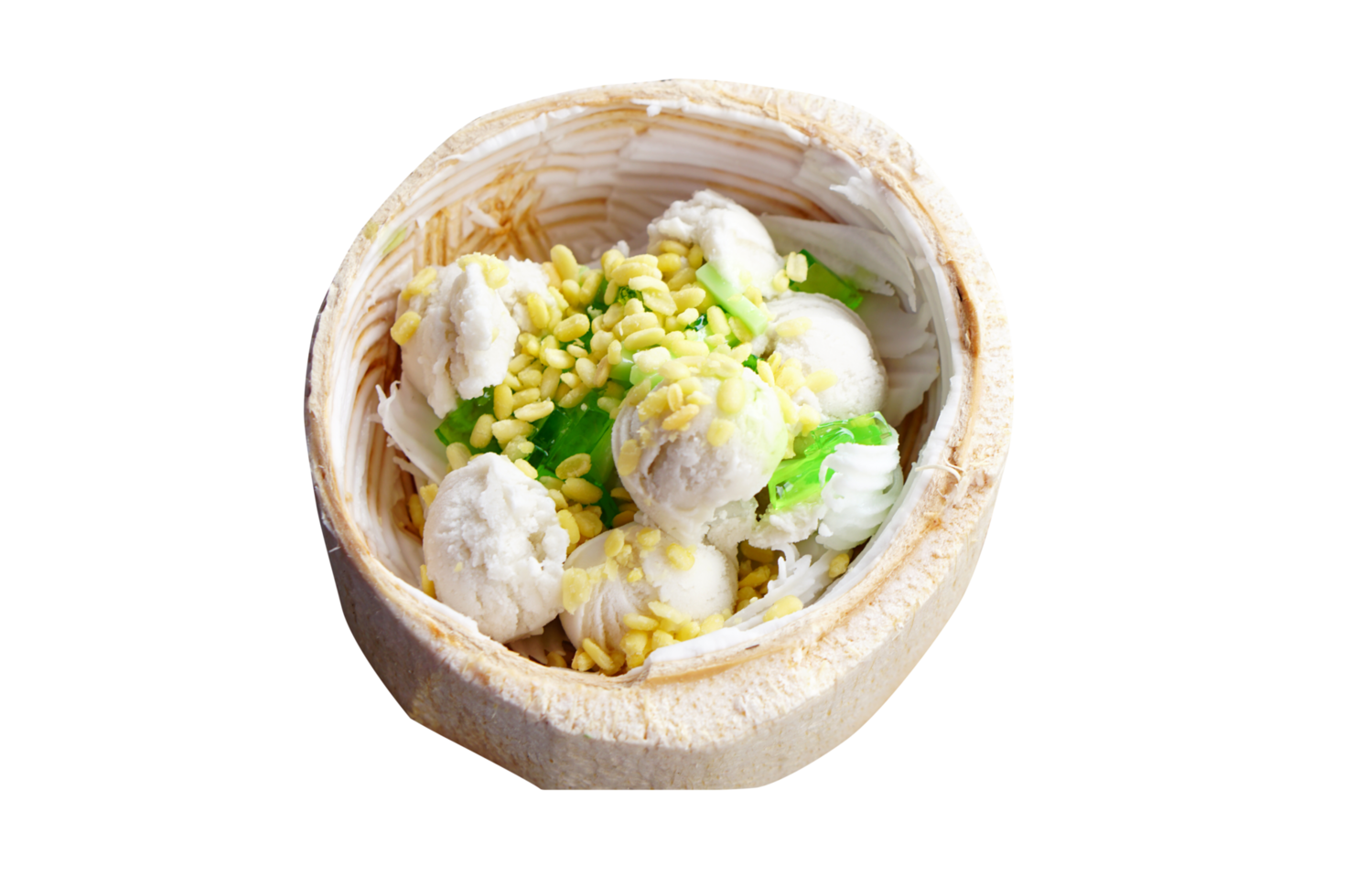 ice cream in coconut shell png