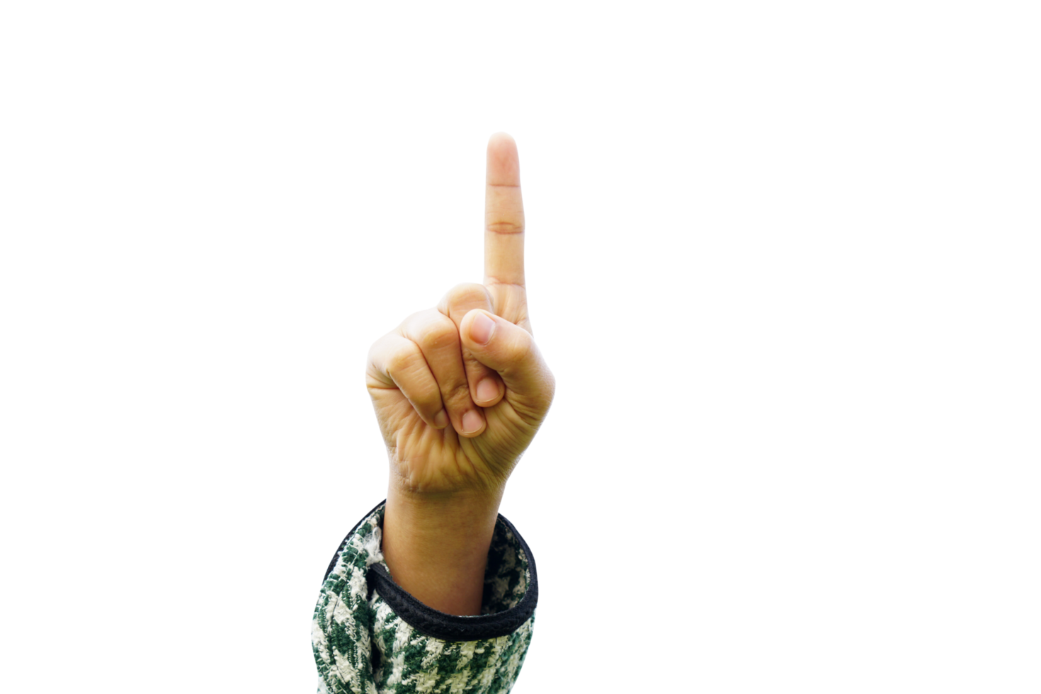 Human hand pointing forward to press a button png