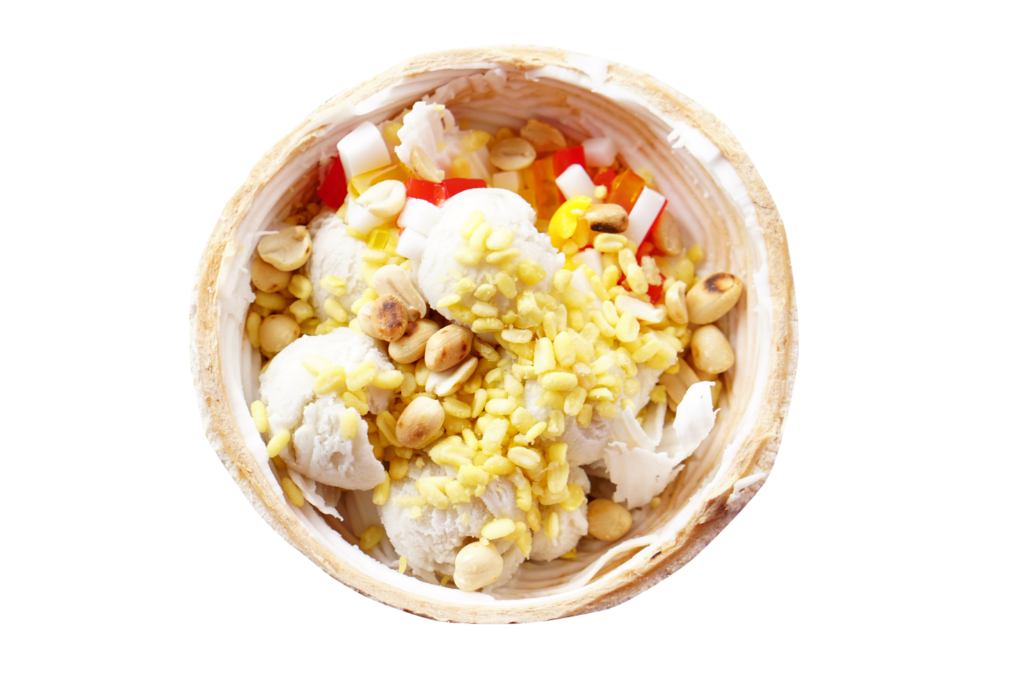 ice cream in coconut shell png