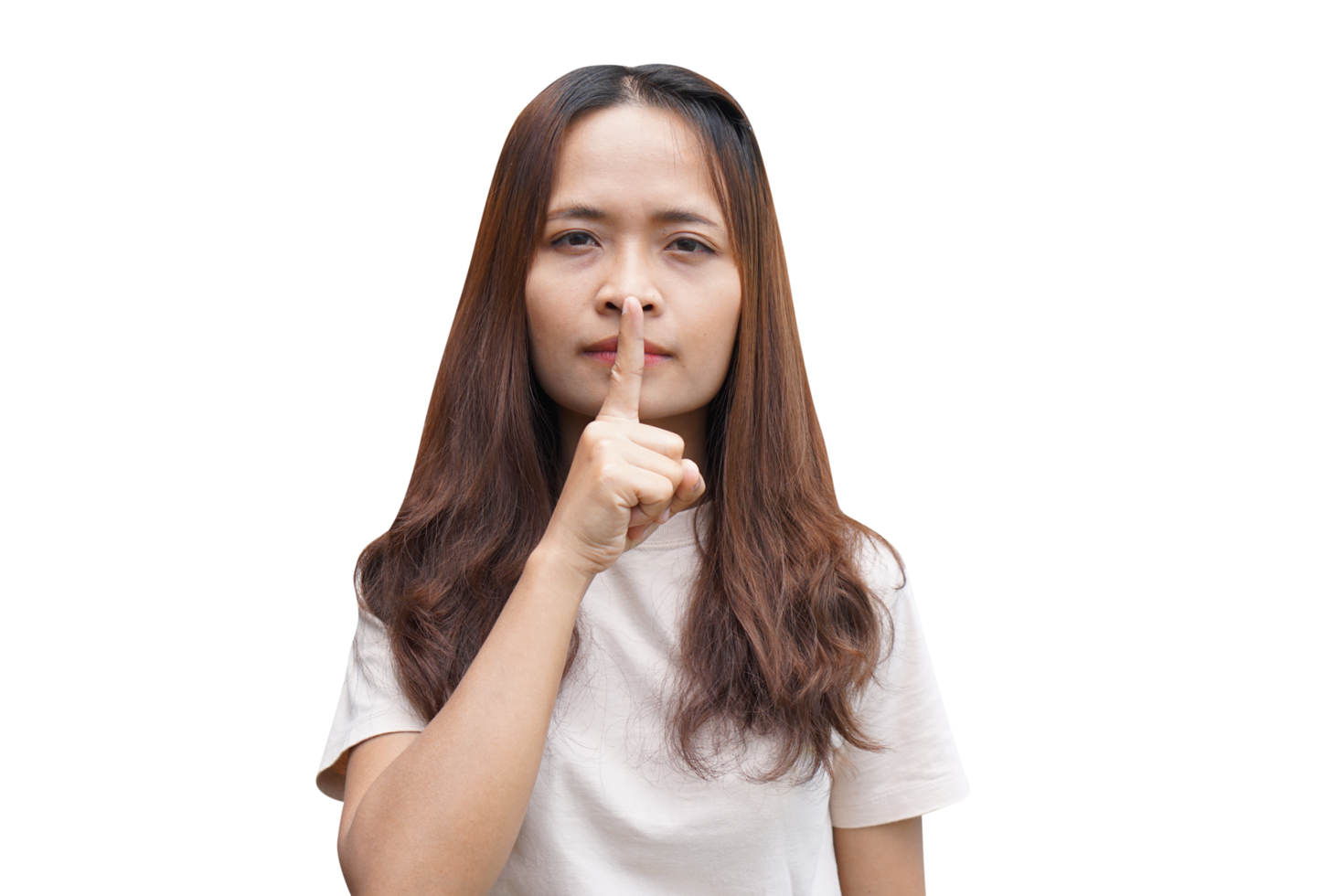 Asian woman covering her mouth with her hands png