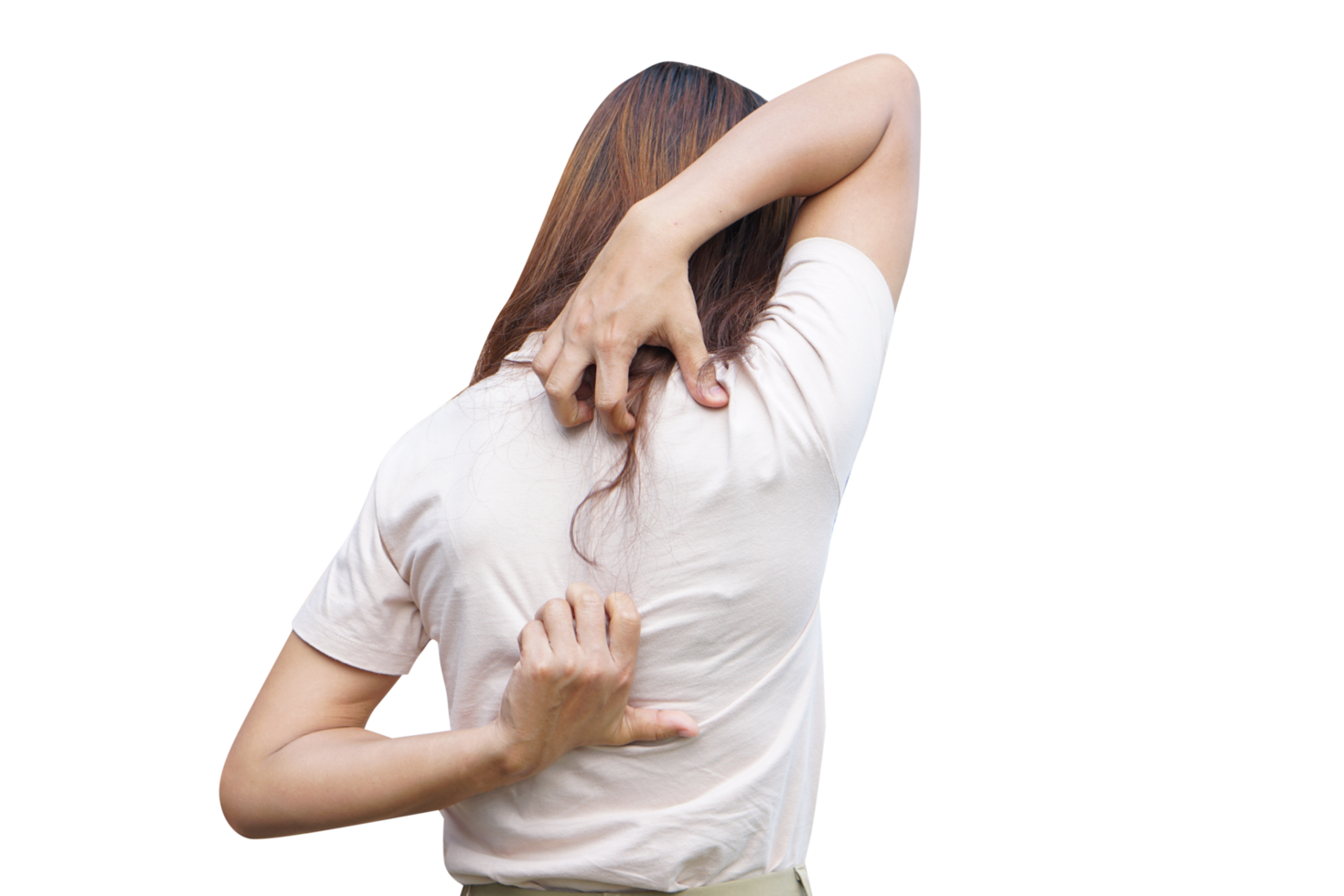 Asian woman having itchy skin png