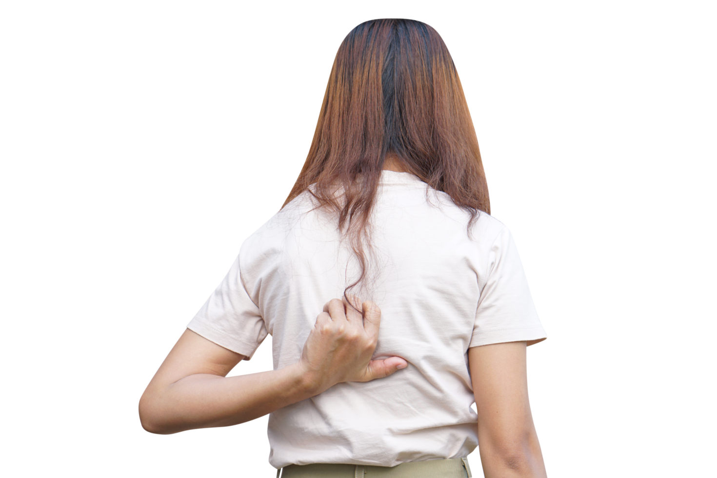 woman having itchy back png