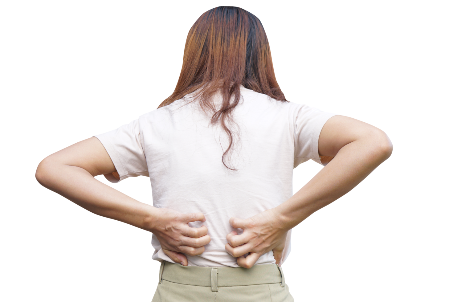 woman having itchy back png