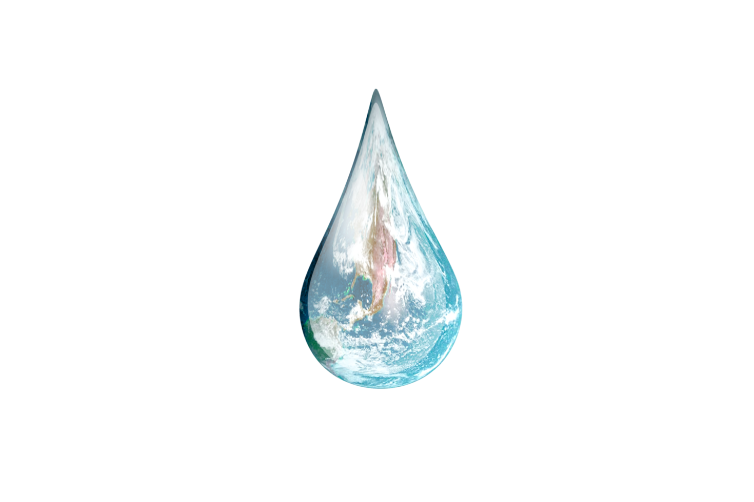 water saving concept world map in water droplets png