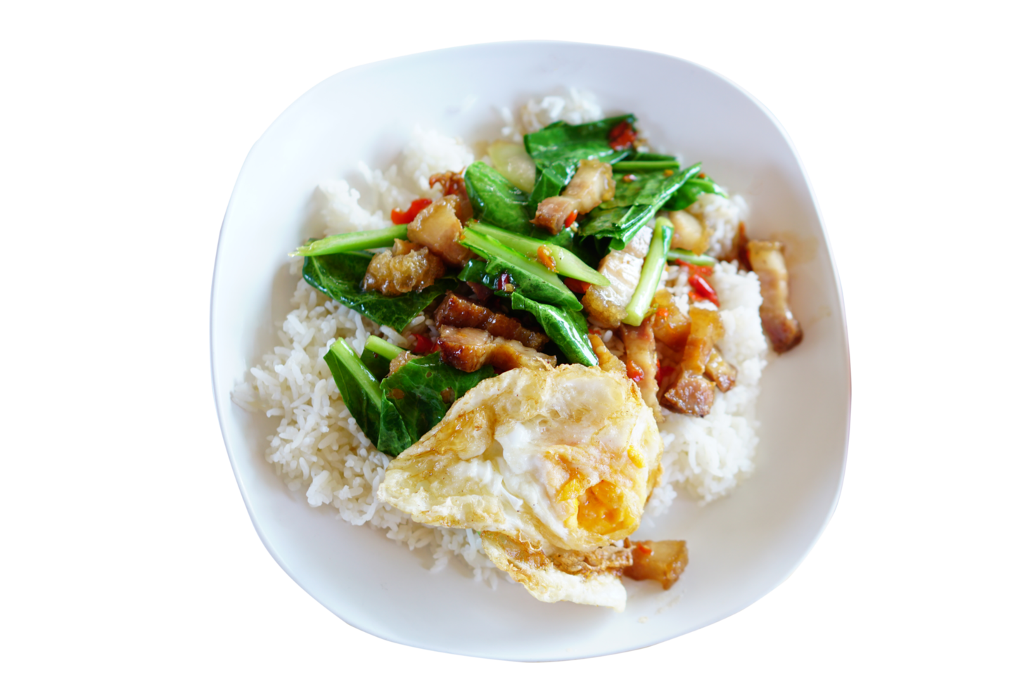 Crispy pork with Chinese broccoli and oyster sauce 20952268 PNG