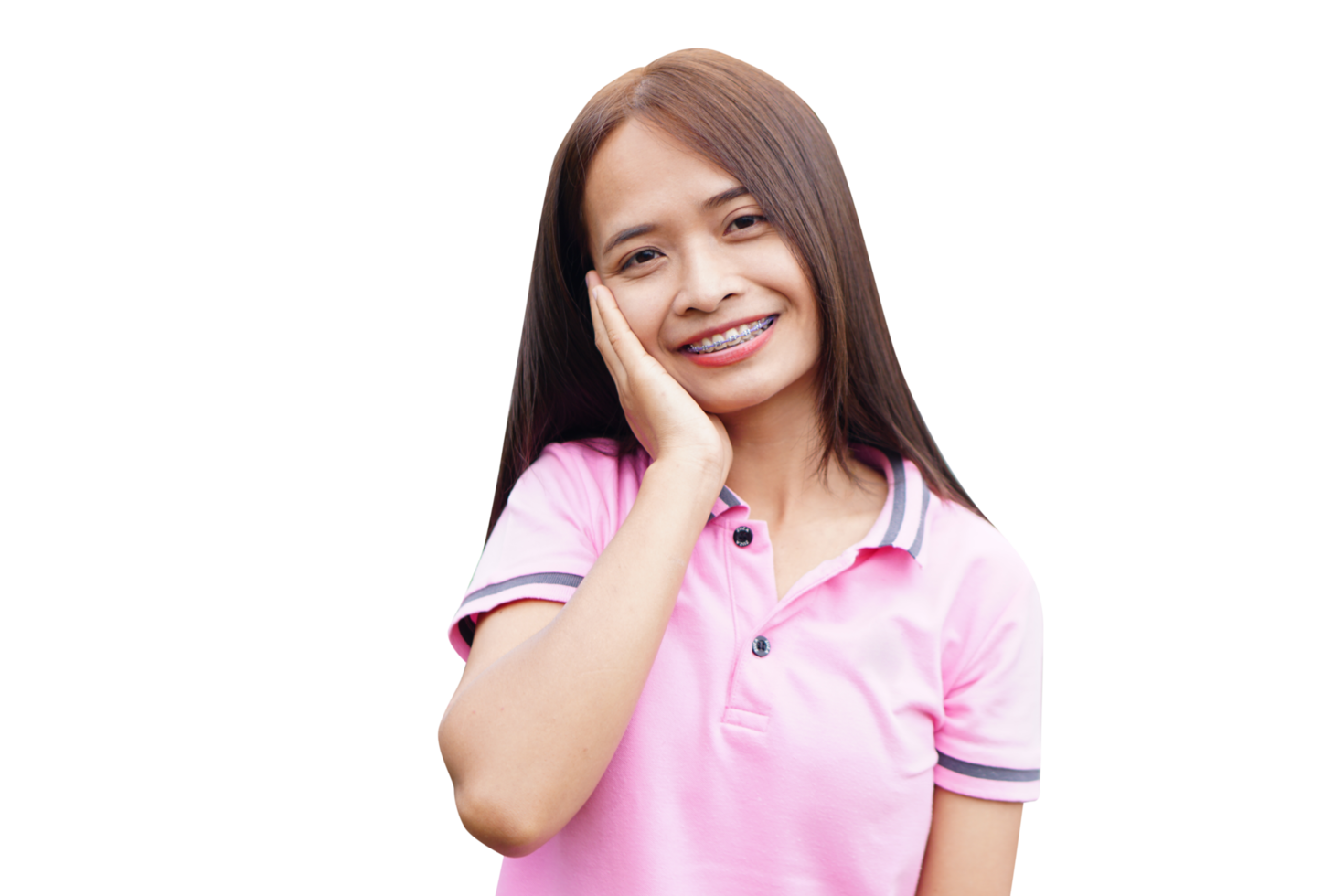 Asian woman smiling happily indoors png