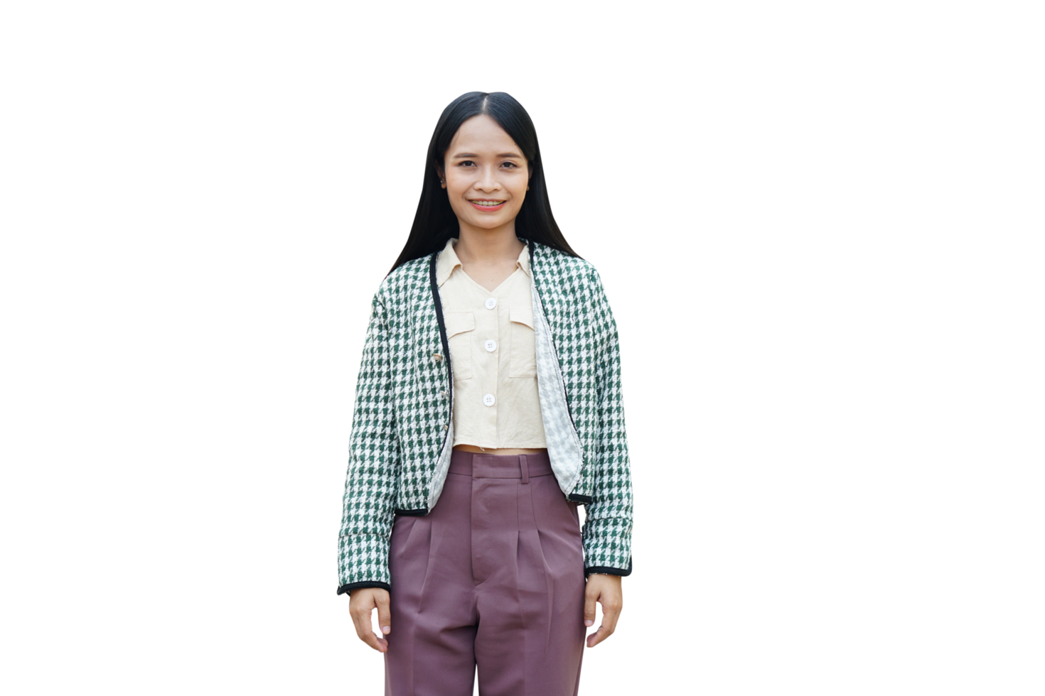 Asian woman smiling happily indoors png