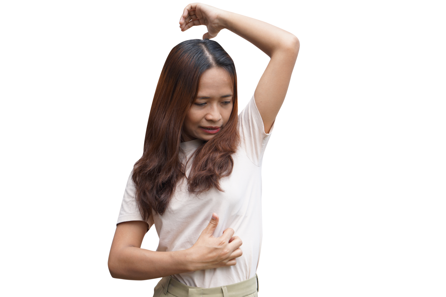 Asian woman having an itchy skin png