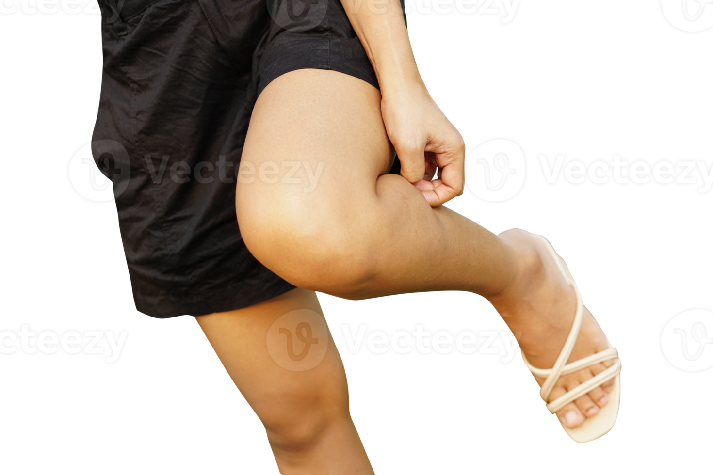 Asian woman having itchy legs png