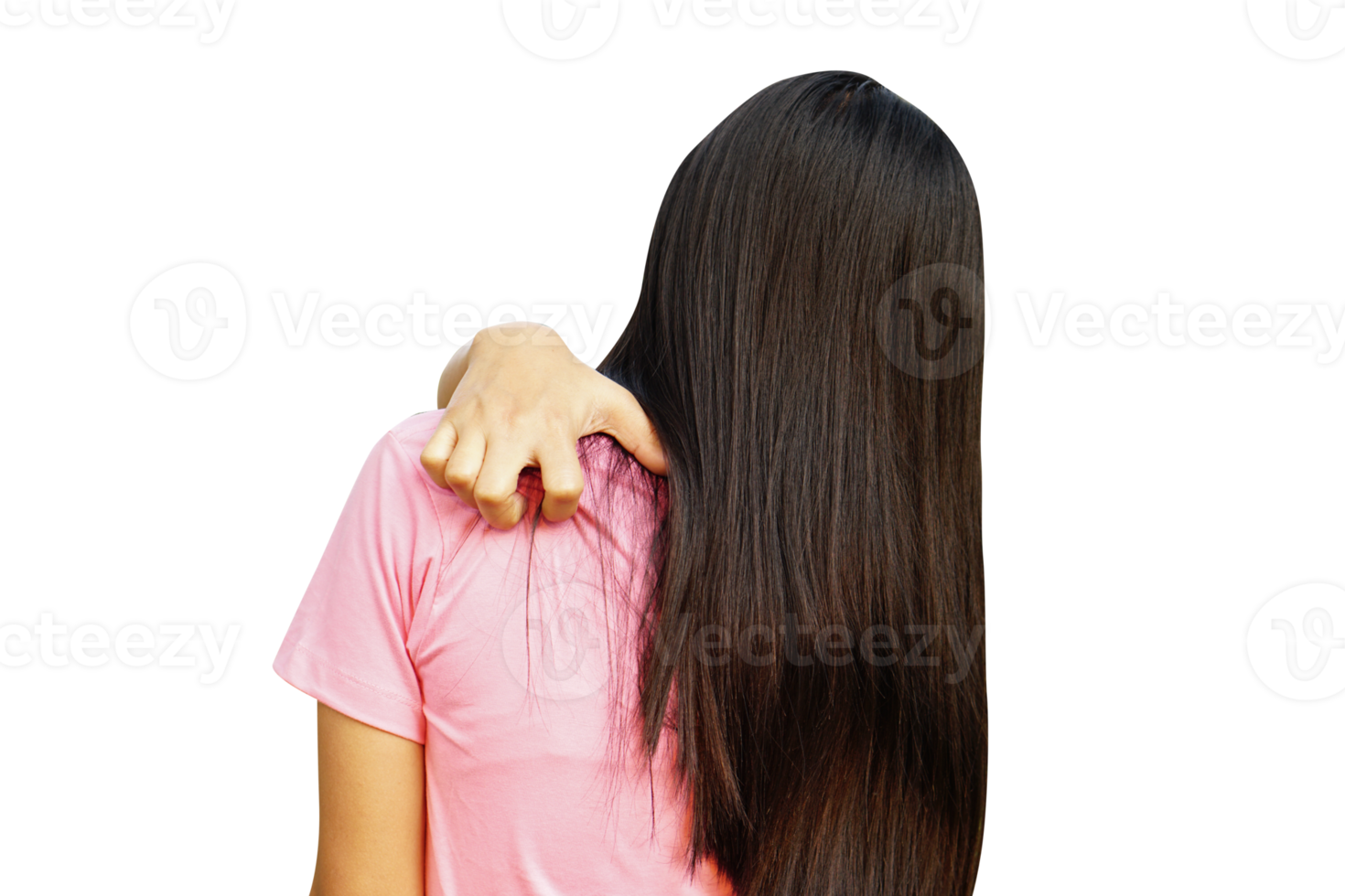 Asian woman having itchy back png