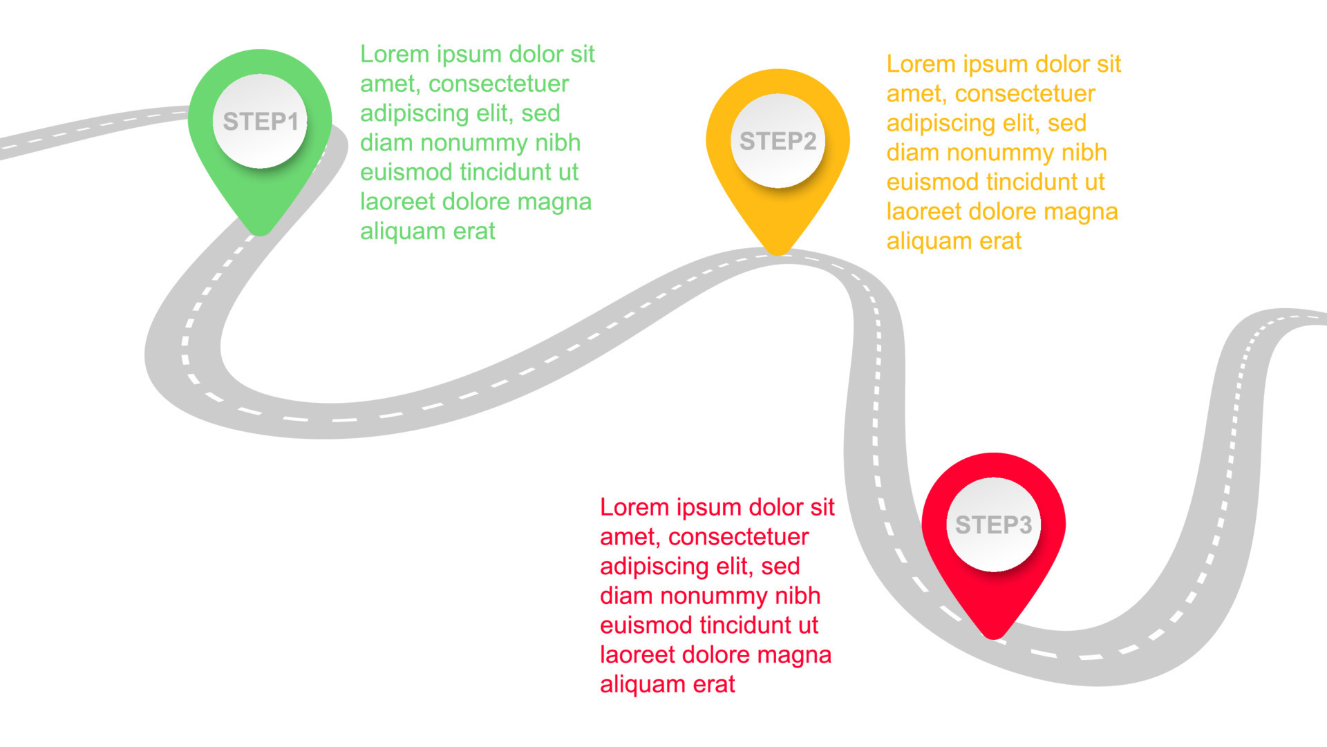 infographic template with modern - Infographic Template With Modern Color Pin Point Show Road Map Or Three Steps Business Process Information Presentation Vector 