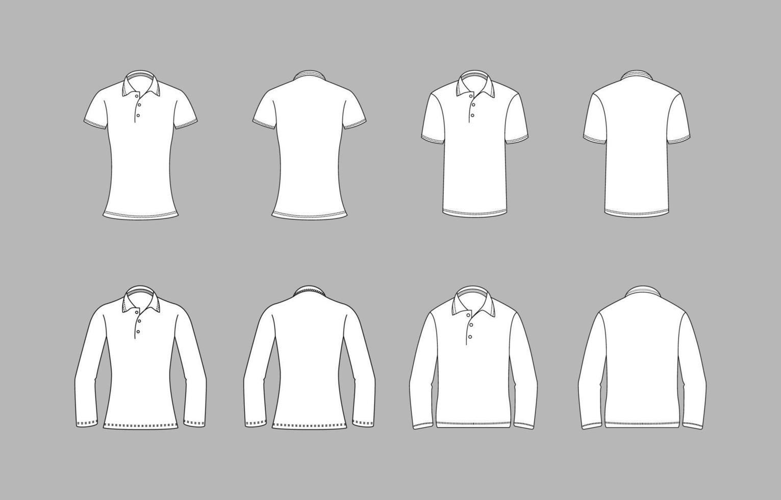 blanco contorno polo camisa Bosquejo vector