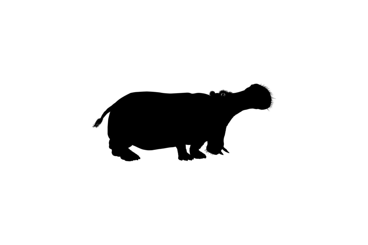 Hippopotamus Silhouette for Logo, Art Illustration, Icon, Symbol, Pictogram or Graphic Design Element. Vector Illustration