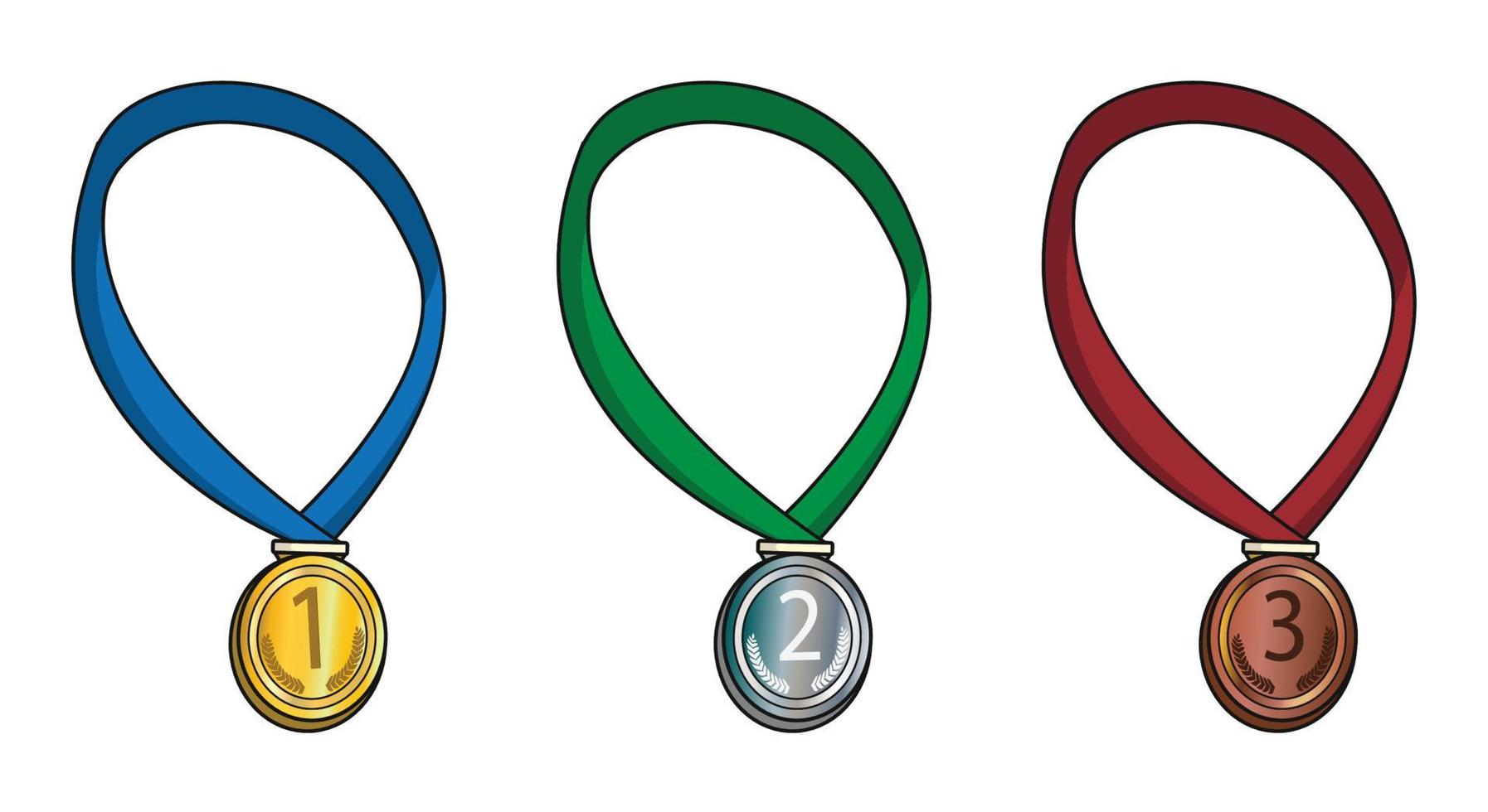 conjunto de medallas oro plata bronce premio vector
