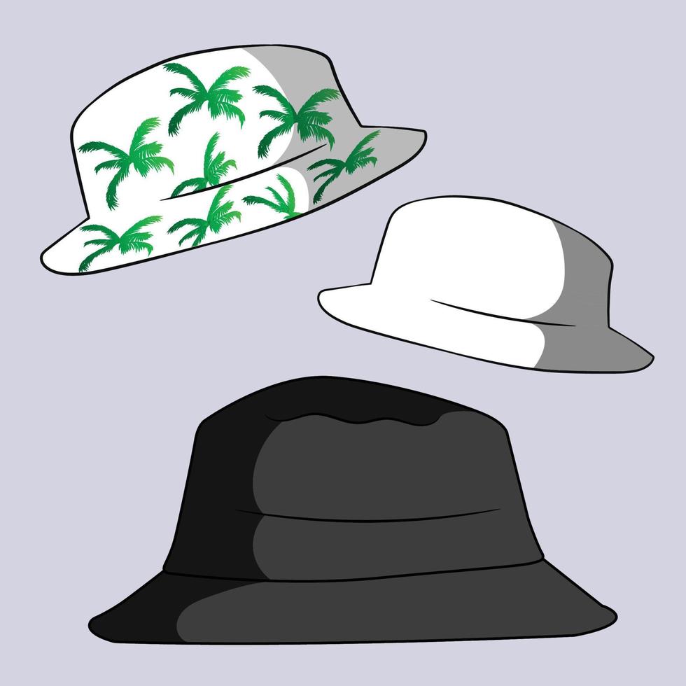 Cubeta sombreros estilo tocado accesorios vector