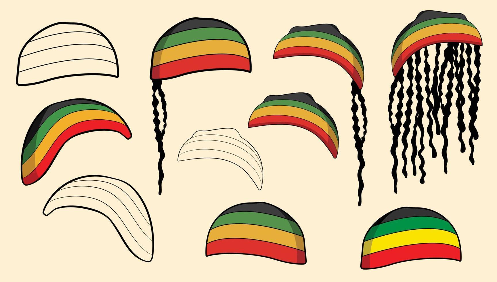 rasta gorro Jamaica estilo reggae sombrero vector