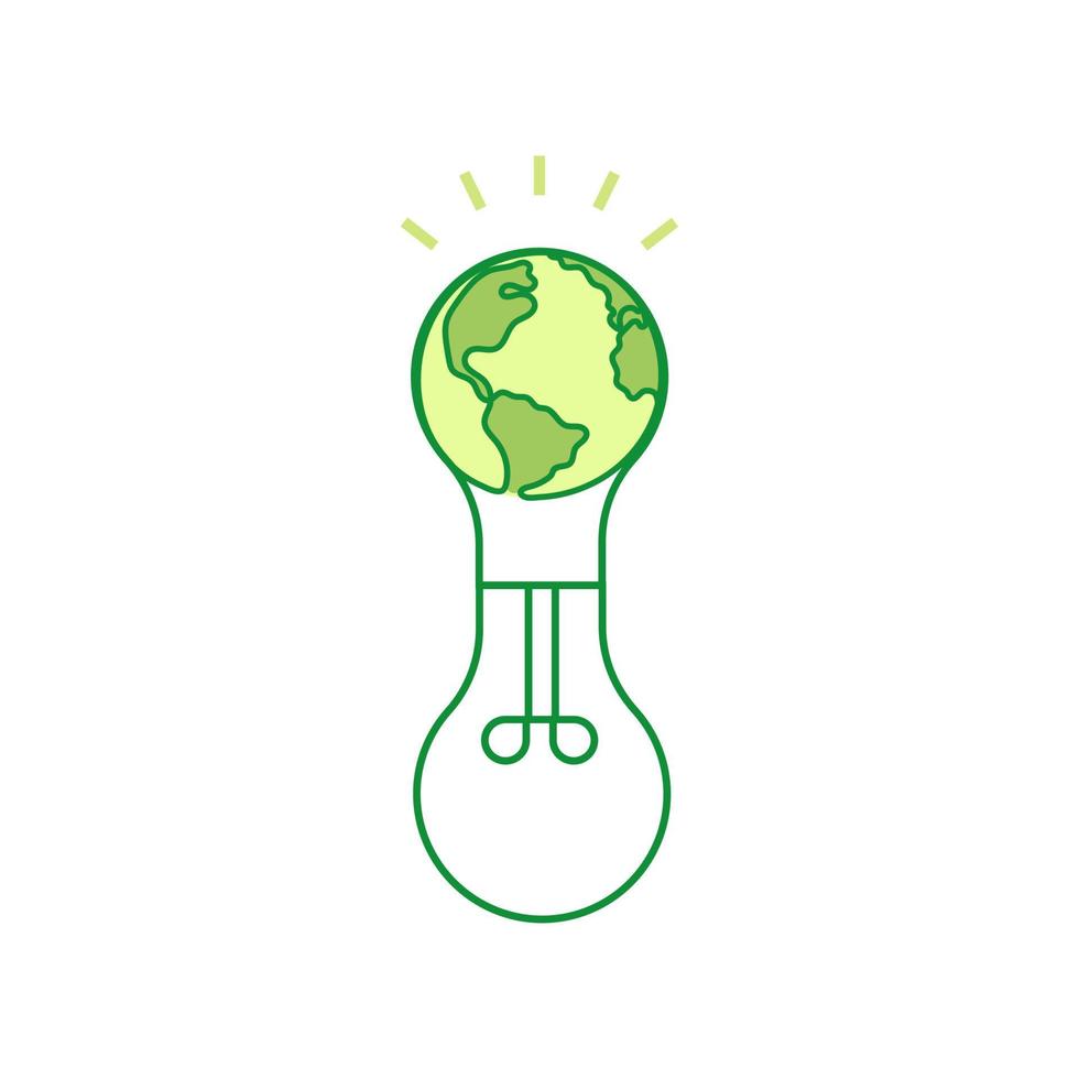 Earth Day. Light bulb with planet earth inside. Earth hour. Energy saving. Vector illustration.