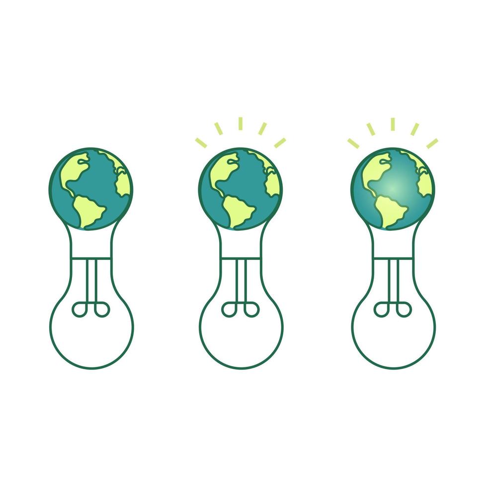 Light bulb with planet earth inside. Earth Day, hour. Energy saving concept. Vector illustration.