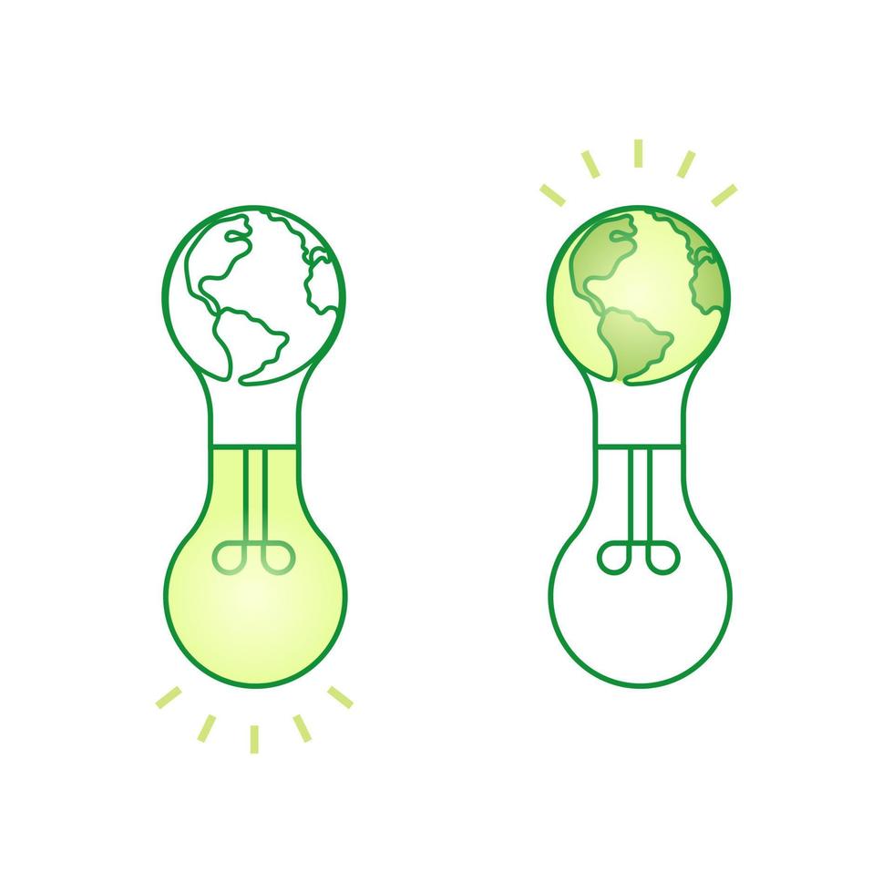 Light bulb with planet earth inside. Earth Day, hour. Energy saving. Vector illustration.