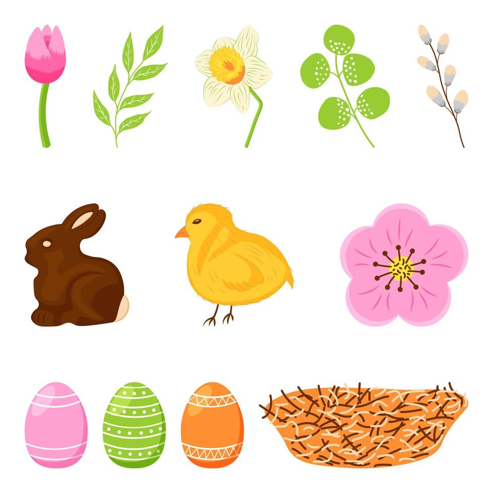 Set of Elements for Spring and Easter vector