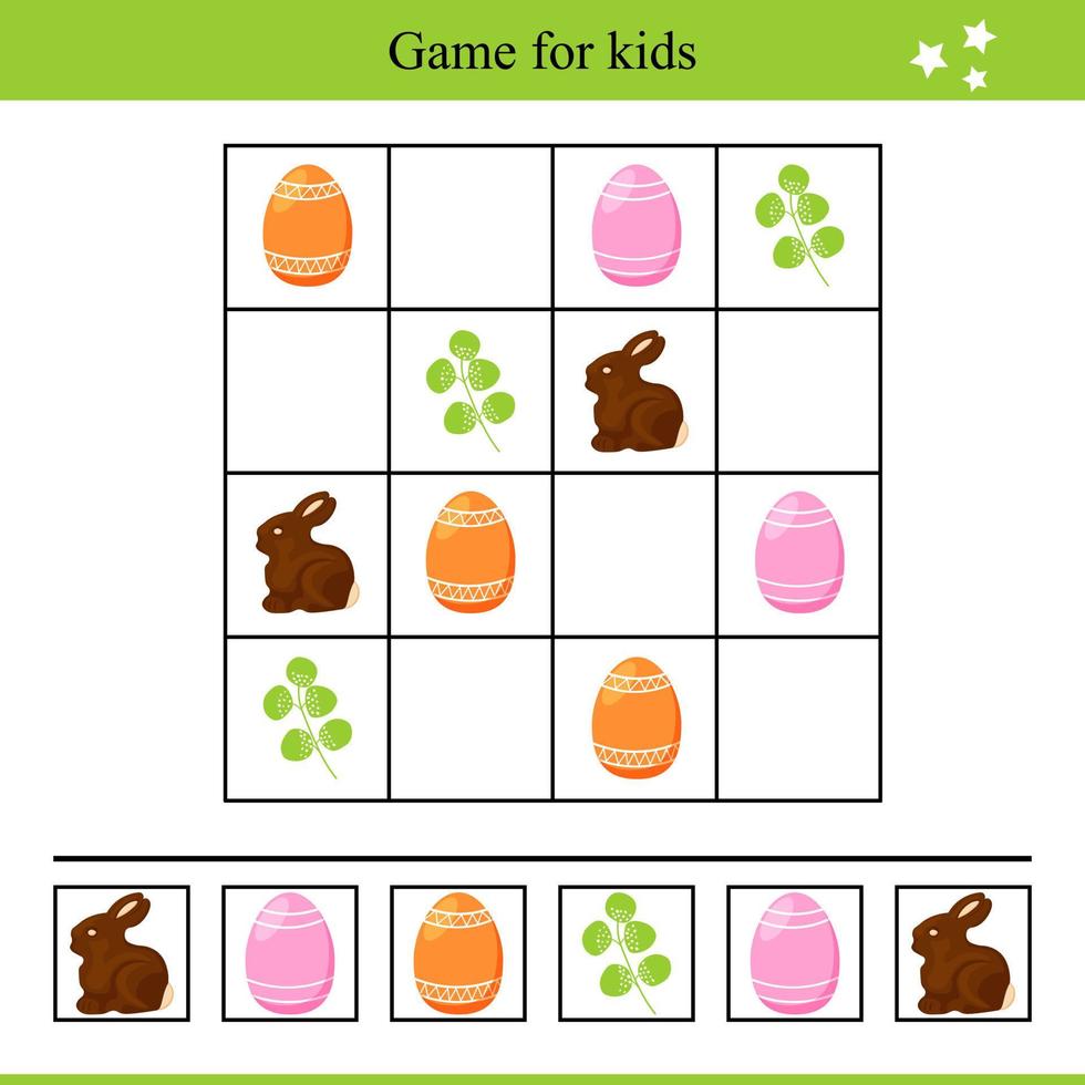 educativo juego para niños con Pascua de Resurrección elementos vector