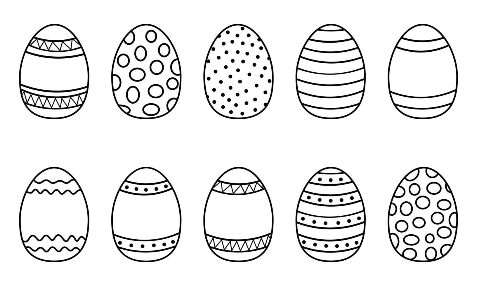 Set of Easter Eggs Outline vector