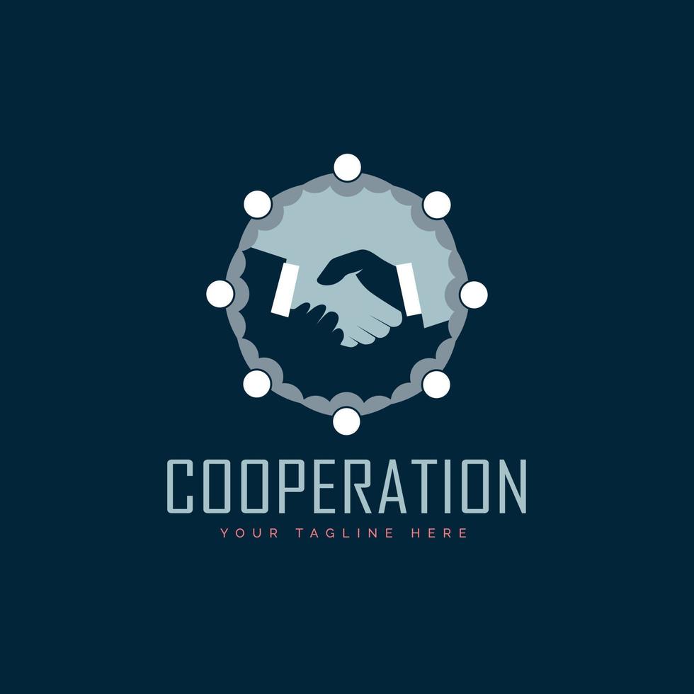 shakehand coorperation bussines logo template design for brand or company vector