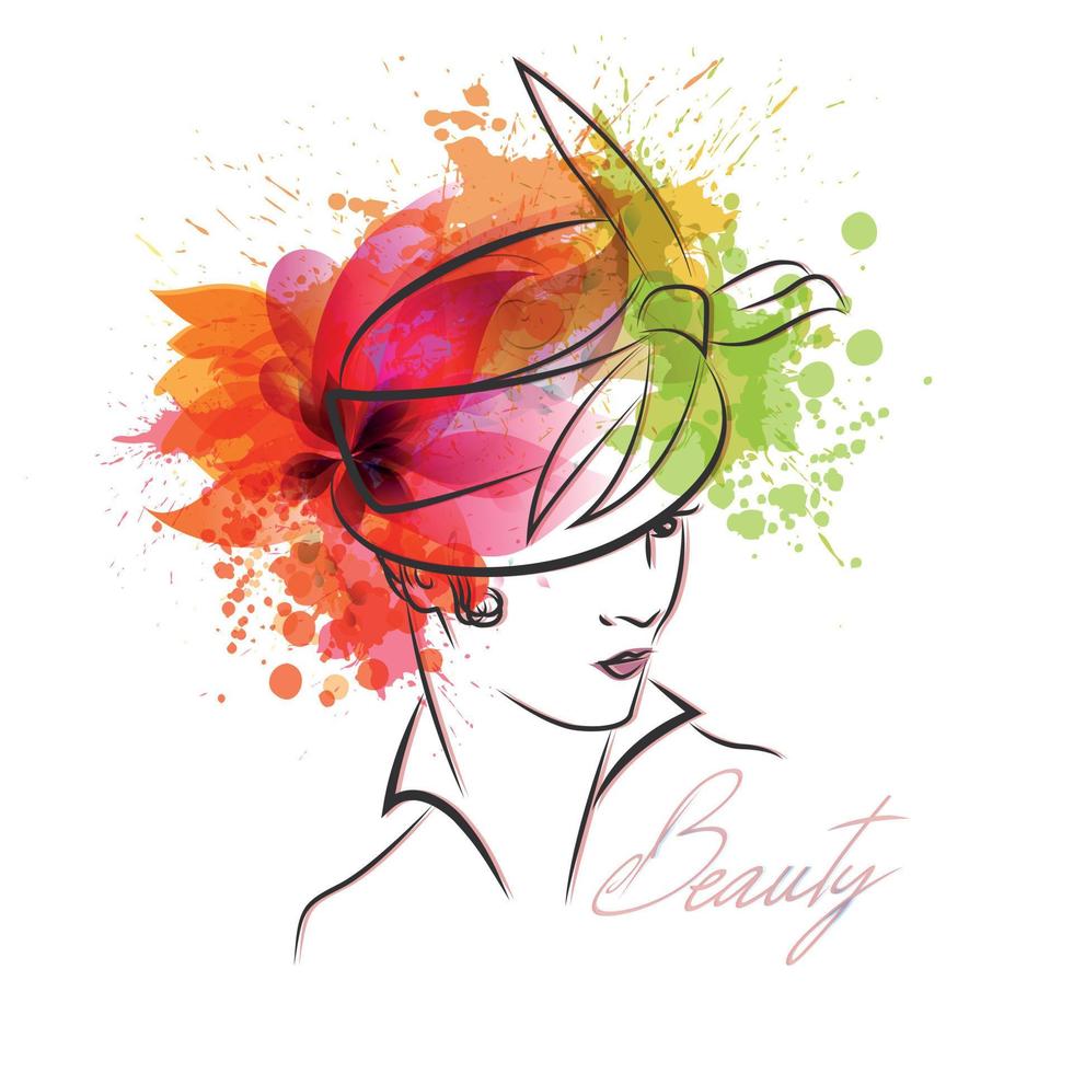 beauty aesthetics woman watercolor illustration colorful vector
