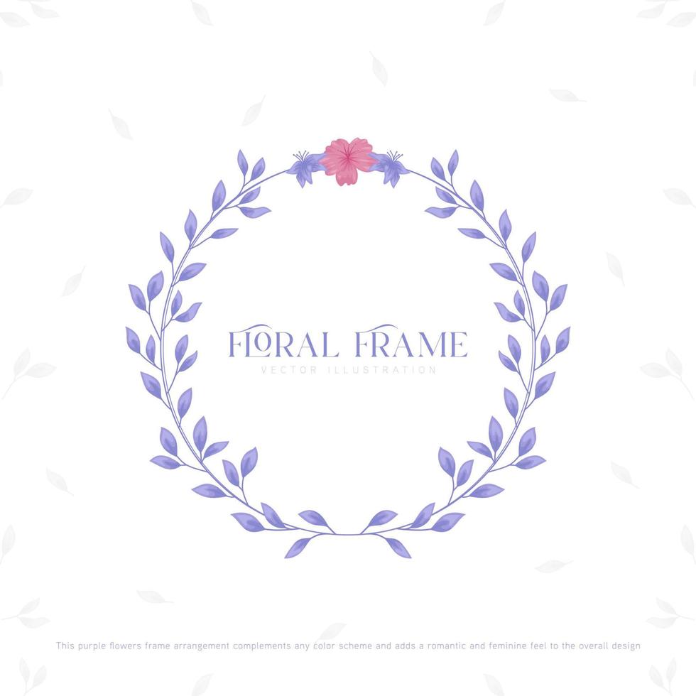 Purple Floral flower Circle Frame Arrangement for romantic and feminine design feel vector