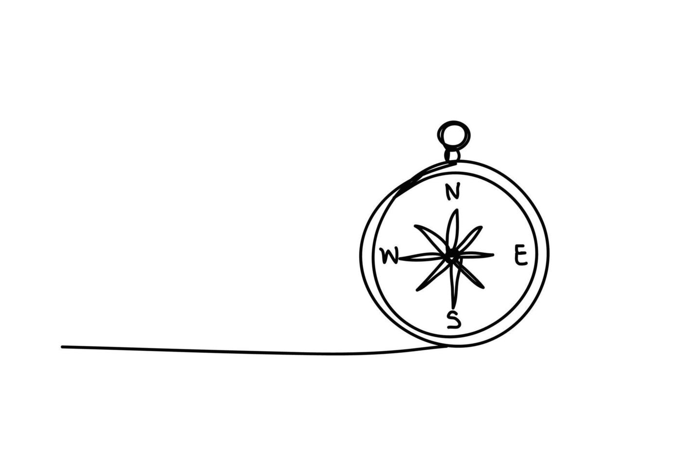 compass , line drawing style ,  idea concept  , Vector Illustration.