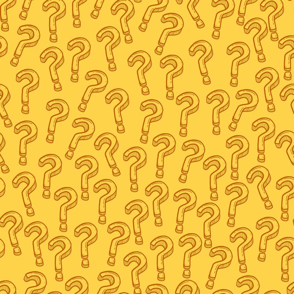 doodle question mark seamless pattern background yellow vector