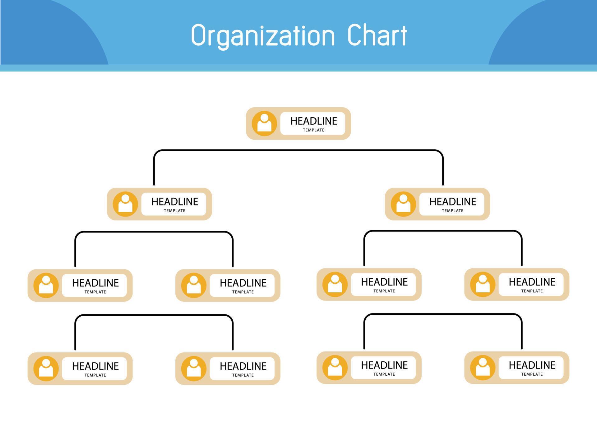 Organization Chart Infographics with People Icon and Abstract Line ...