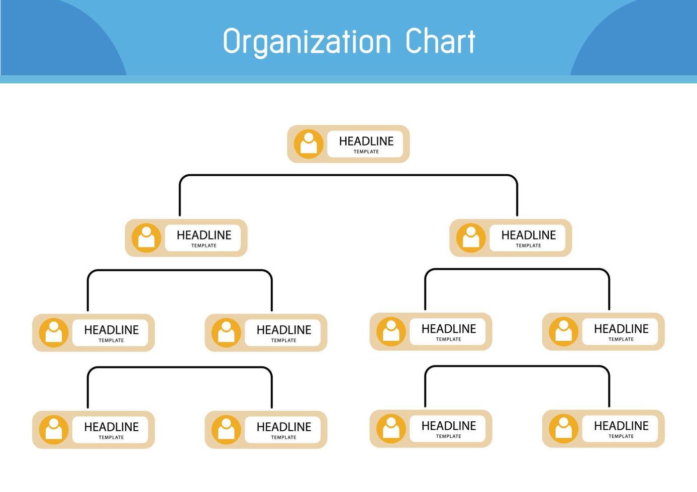 Organization Chart Infographics with People Icon and Abstract Line, Business Structure, Hierarchy of employees, org  Vector Illustration.