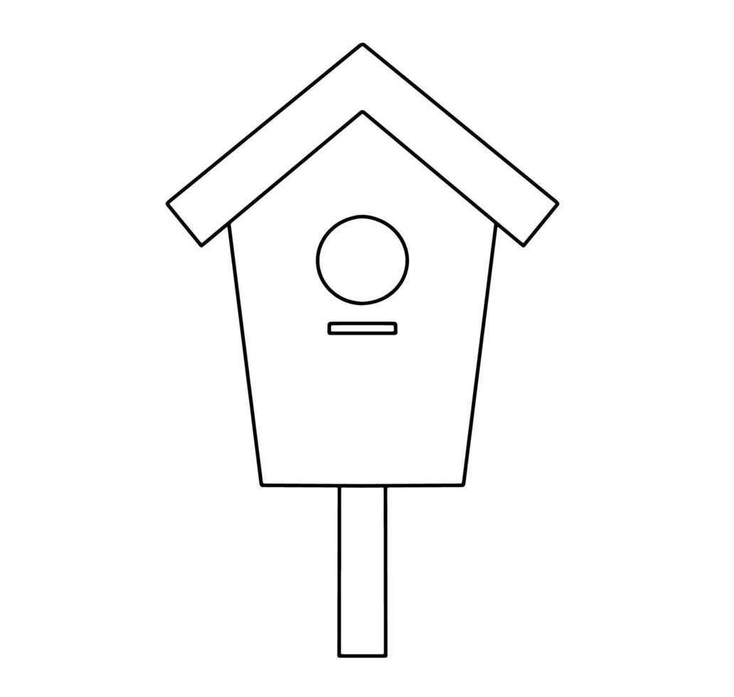 Birdhouse icon. Home feeder isolated on white background. Vector simple line drawing