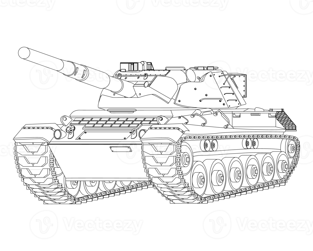 Deutsche Leopard ich Main Schlacht Panzer Färbung Buchseite. Militär- Fahrzeug png Illustration.